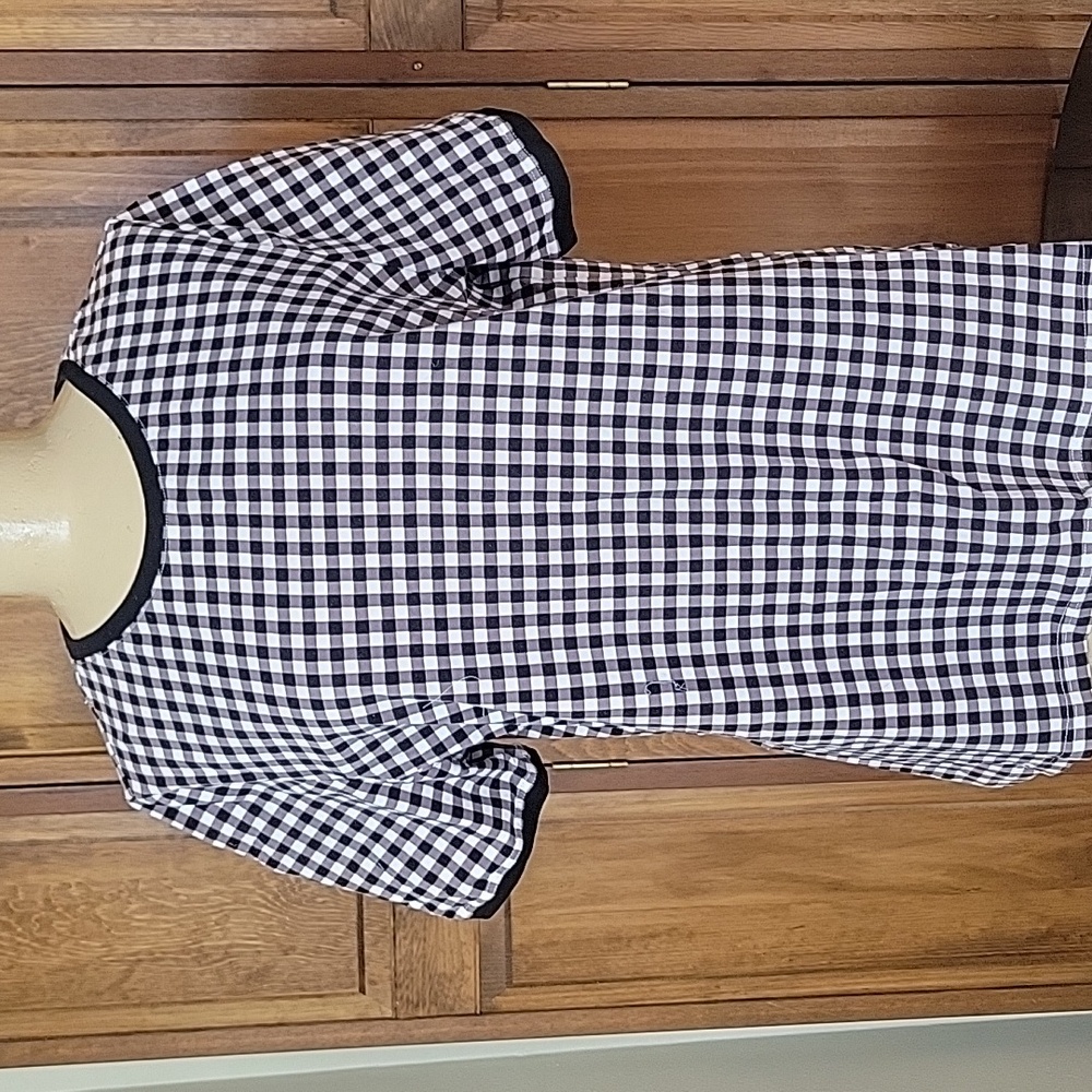 D&Co Denim & Company Womens Gingham T-Shirt Sz L